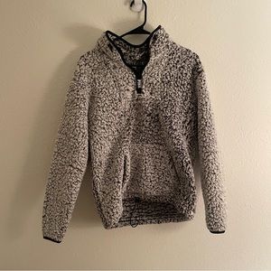 Victoria’s Secret PINK Fuzzy Sherpa Grey Quarter Zip Sweatshirt Size S